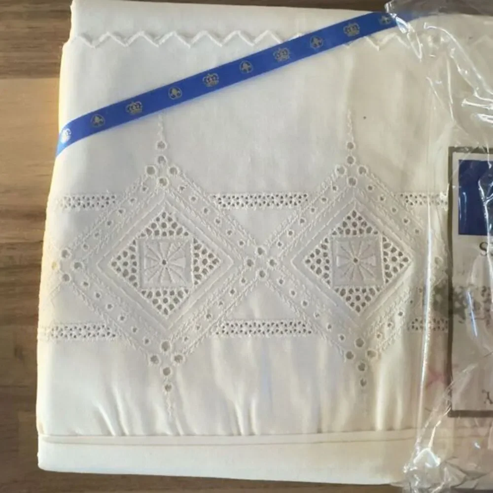 Court of Versailles Cannon Twin Flat Sheet Luxury Percale‎ POMPADOUR LACE NOS